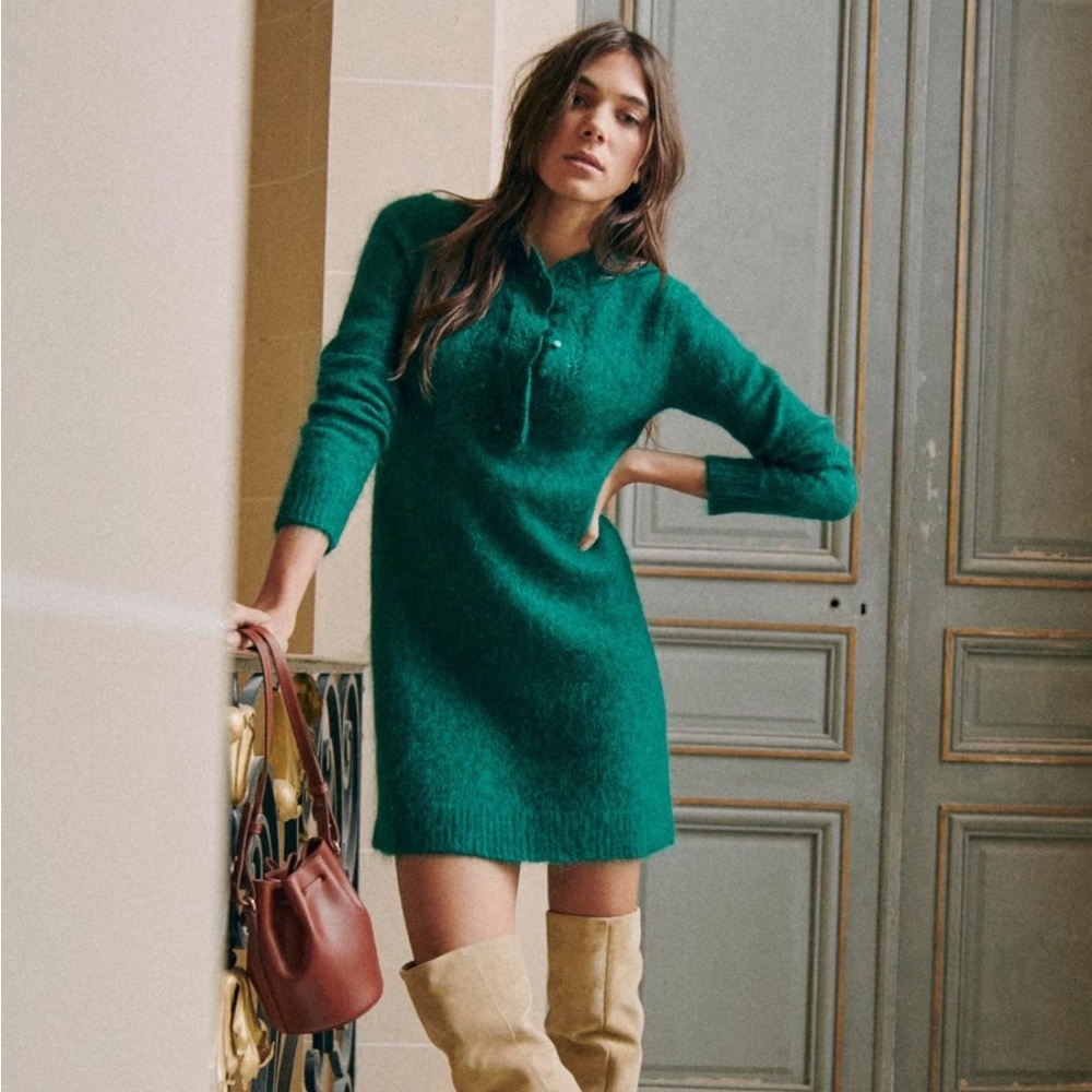 Sezane Angelita Dress Emerald Green - Size S